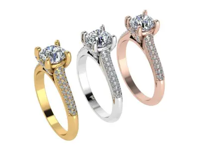 Ring169 gold engagement ring with diamonds 3D print model