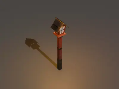 Japanese street lamp Low-poly 3D model