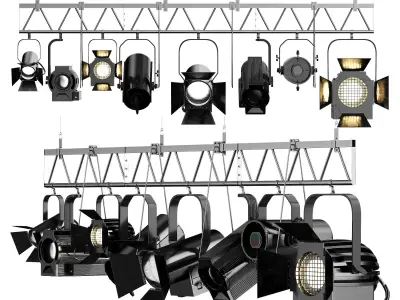 Soft theater farm with lighting equipment Low-poly 3D model