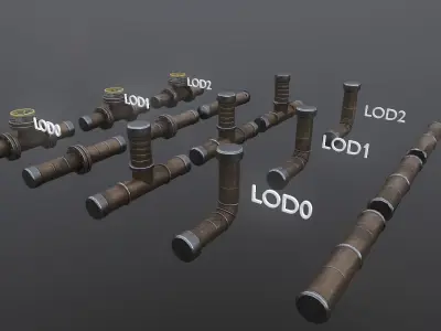 Modular lowpoly pipes pack Low-poly 3D model