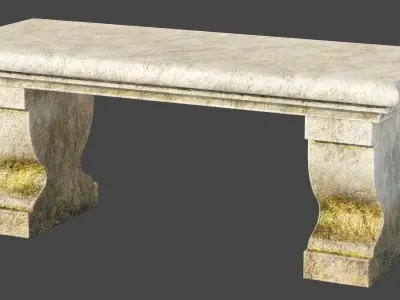 Stone Bench Low-poly 3D model