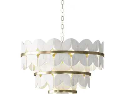 Alabaster Petal Tier Chandelier 3D model
