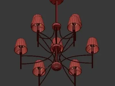 Millau Collection 9 Light Satin Gold Chandelier with Fabric 3D model
