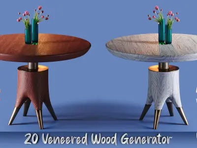 20 Veneered Wood Materials - SBSAR - PBR Maps - 4K Texture