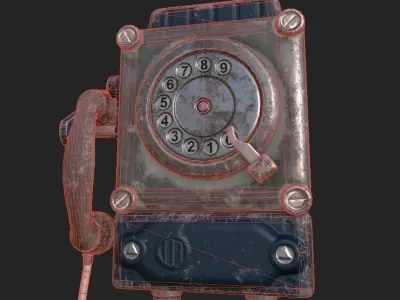 Old Public Phone Low-poly 3D model