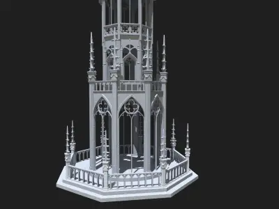 Gothic Tower Low-poly 3D model