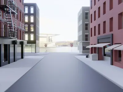 New York City Buildings Manhattan Street - Unfinished Project Low-poly 3D model