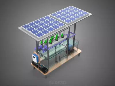 HYDROPONIC PANEL SOLAR CELL POWERED FARM PLANT WATER PUMP SPRAY 3D model