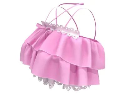 Japanese Lolita Ruffles Amp Top Pink and Black Low-poly 3D model