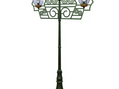 Green Oriental Street Lamp Lantern Low Poly PBR Game Ready Low-poly 3D model