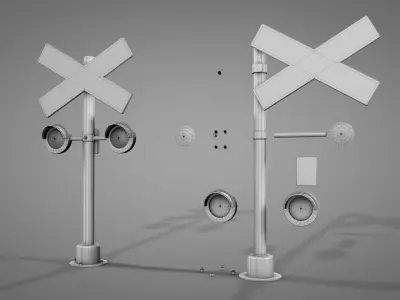 Modular Railway Track Lights Pack 3D model