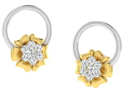 Rose Gold Diamond Women Earring 3D print Model 3D print model 7