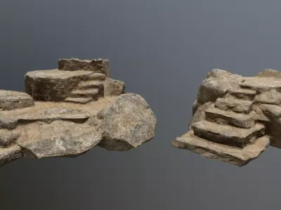 Altar Set rock Low-poly 3D model