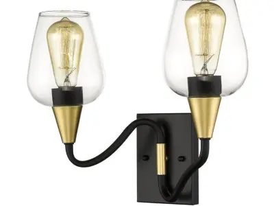 Delrosario Light Matte Black Gold Vanity Light Free 3D model