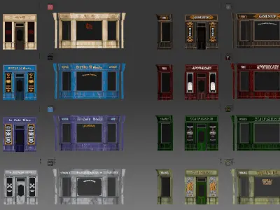3 piece modular European Store front Apartment Building 3D model