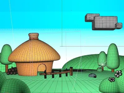 cartoon forest cabin 3D model