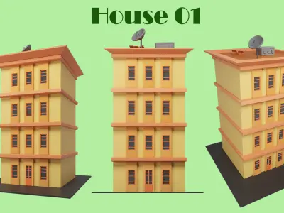 Low Poly  House Pack Low-poly 3D model