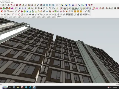 Apartment building with gated community 3D model