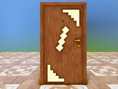 Simple Door Free low-poly 3D model