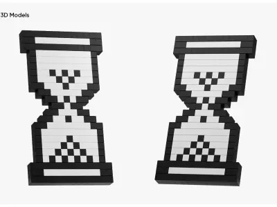 Pixelated 3D Mouse Cursors Hand Arrow Hourglass 3D Pointers  3D model