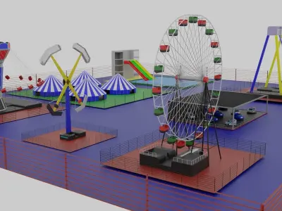 Amusement Park Low-poly 3D model