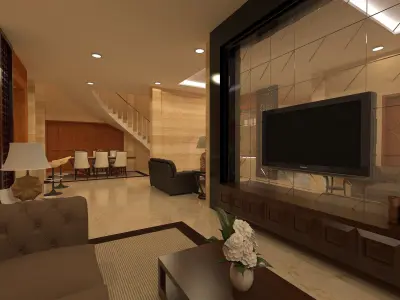 3D house with full interior  3D model