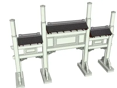chinese gate 3D model
