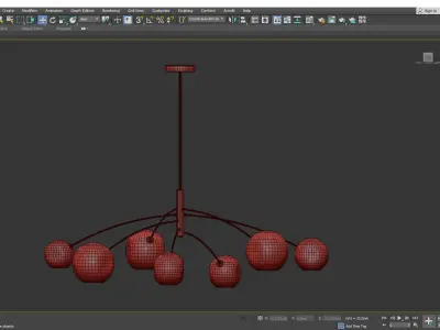 GLASSCHERRY light chandelier with glass globes Low-poly 3D model