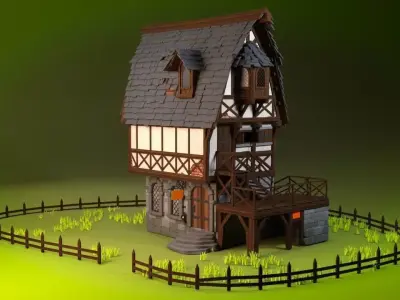 Medieval House over Tavern 3D model