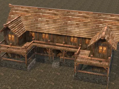 village house low poly medieval house Low-poly 3D model
