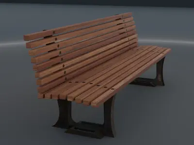 Wooden Bench PBR Game Ready 3D Model Low-poly 3D model