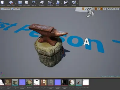 Anvil and Stump Low-poly 3D model