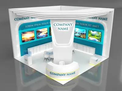 Booth Exhibition Stand Stall 7x7m Height 500 cm 2 Side Open 3D model