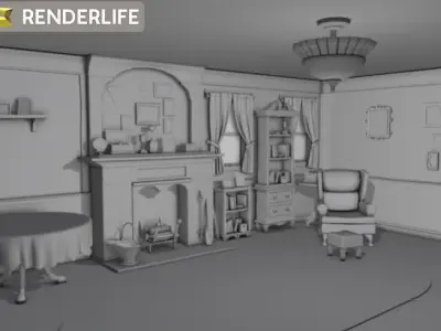 Old farmhouse living room 3D model