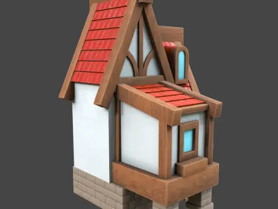 village stylized 3d model Low-poly 3D model
