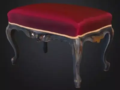 French Victorian grand piano bench 3D model
