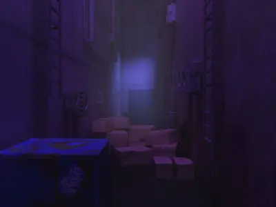 Lane with five buildings 3D model