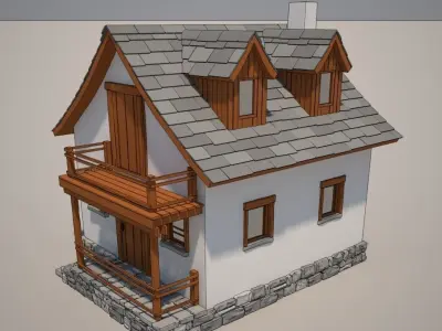 Cartoon Medieval House 08 3D model