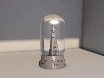 Souvenir Glass Bulb Burj Khalifa Low-poly 3D model