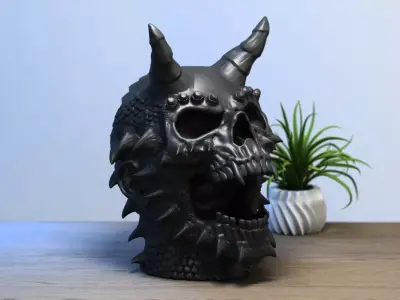 Skull dragon headphone Stand Cyborg Headset Stand Perfect Gamer  3D print model