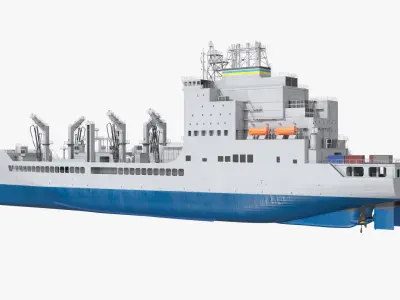  Logistics Fleet Tanker Ship with Blue Underside Grey Simplified 