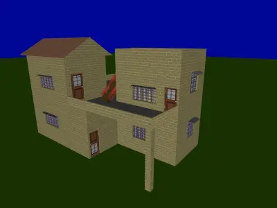 House low poly with roof Low-poly 3D model