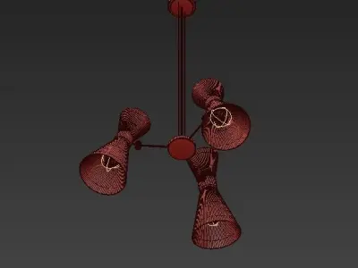 cairo lamp with three lights hanging from it 3D model