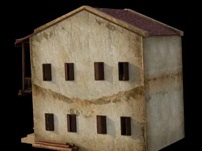 Indian Village House - Medieval Indian - 2 Floors - Balcony 3D model