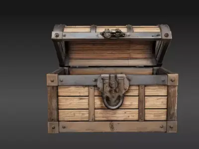 Game Ready Treasure Chest 3D Model Prop with Open Close Low-poly 3D model