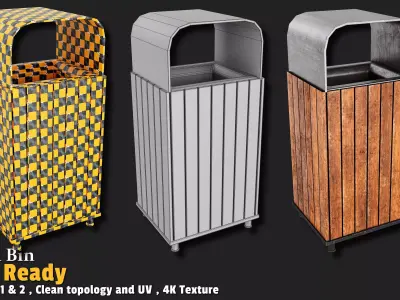 Trash Bin  Game Ready VOL01 Low-poly 3D model