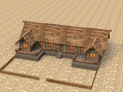 Low Poly Medieval Village House Low-poly 3D model
