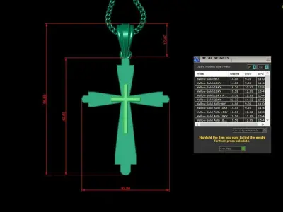 Light Gold 18K Cross Pendant 2CP027 3D print model