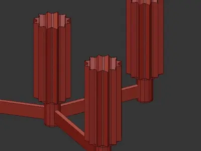 THE234 gold and chandelier with glass shades 3D model