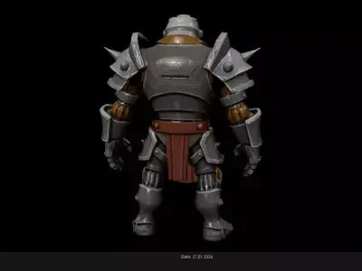 Low Poly Stylized Armored Golem - Fantasy Mech Warrior - PBR Low-poly 3D model